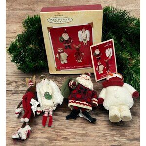 Hallmark Keepsake Santa & His Sweetest Friends Ornament Set 2002 Vintage Plush